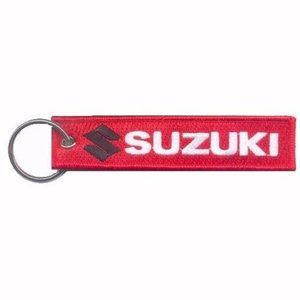 Suzuki Red-White Key Chain Fob Embroidered - NEW FAST SHIP
